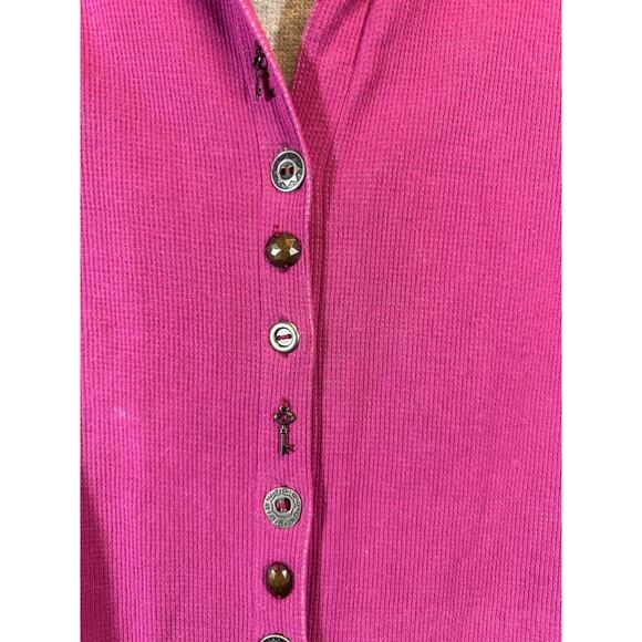 SOFT SURROUNDINGS Mixed Button Long Sleeve Tunic Size M Lined Pink/Purple E7 - Picture 2 of 7